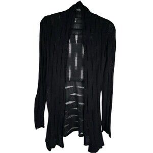 Jarbo Black Pima Cotton Distressed Open Knit Cardigan Sweater Women’s Size 36/S